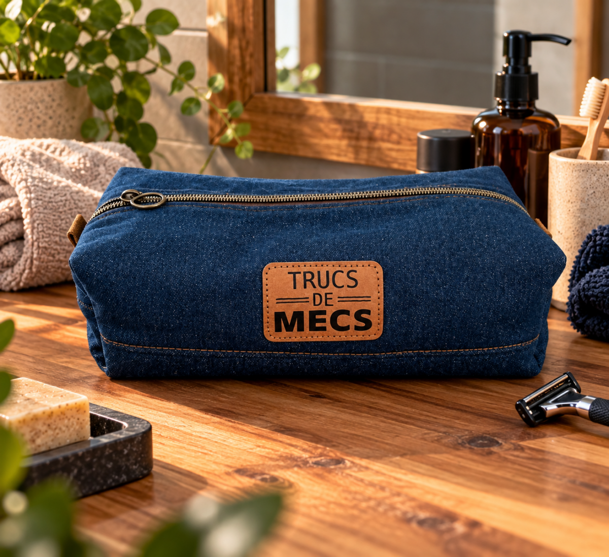 Trousse de toilette en jean personnalisée – Image 3