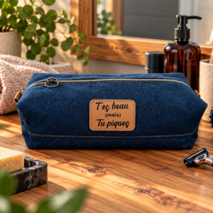 Trousse de toilette en jean personnalisée