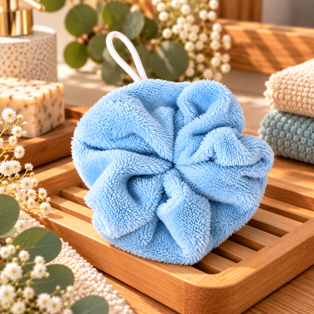 Fleur de douche en éponge de bambou – Image 13