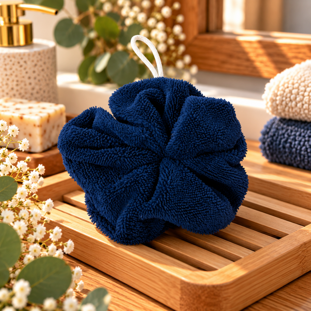 Fleur de douche en éponge de bambou – Image 12