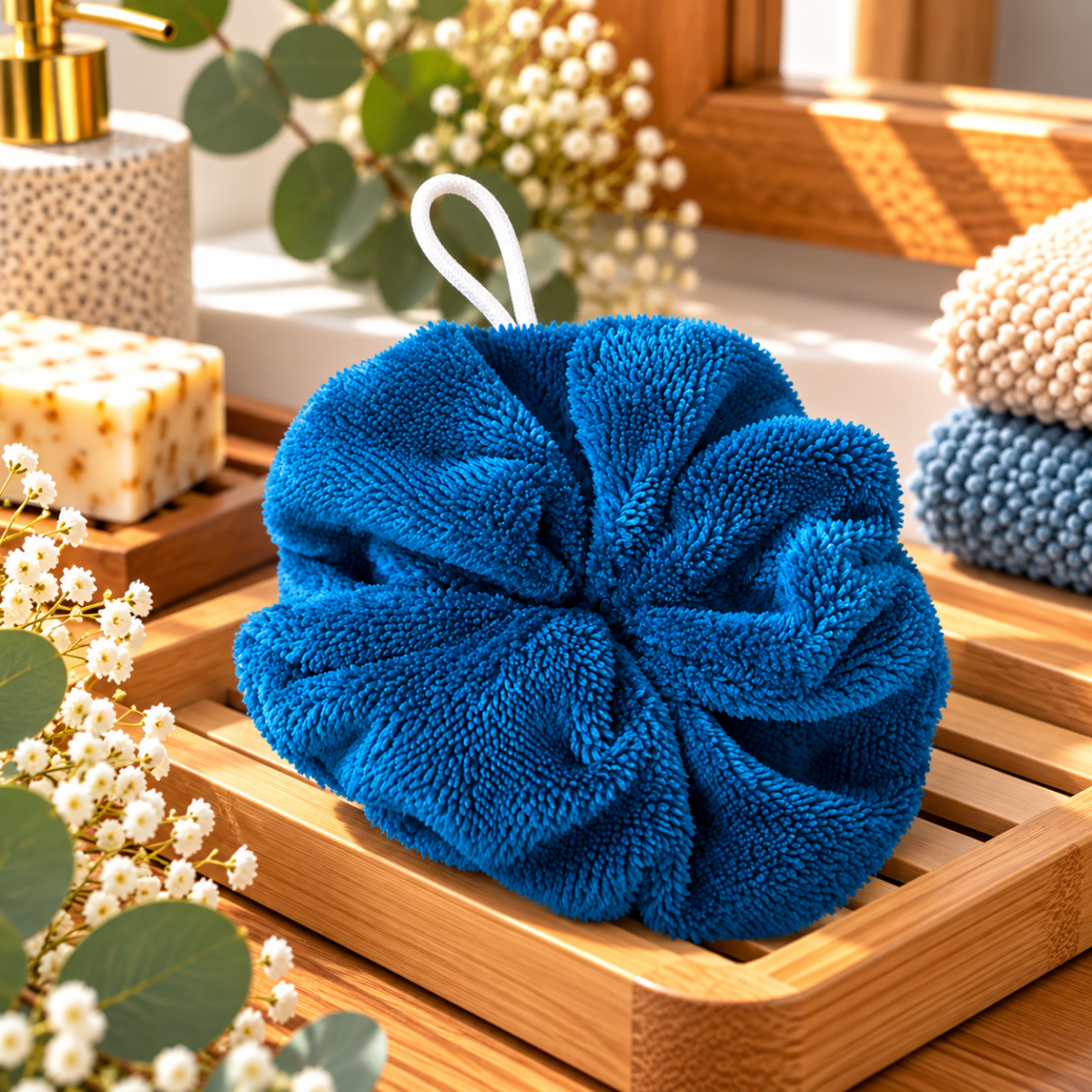 Fleur de douche en éponge de bambou – Image 11