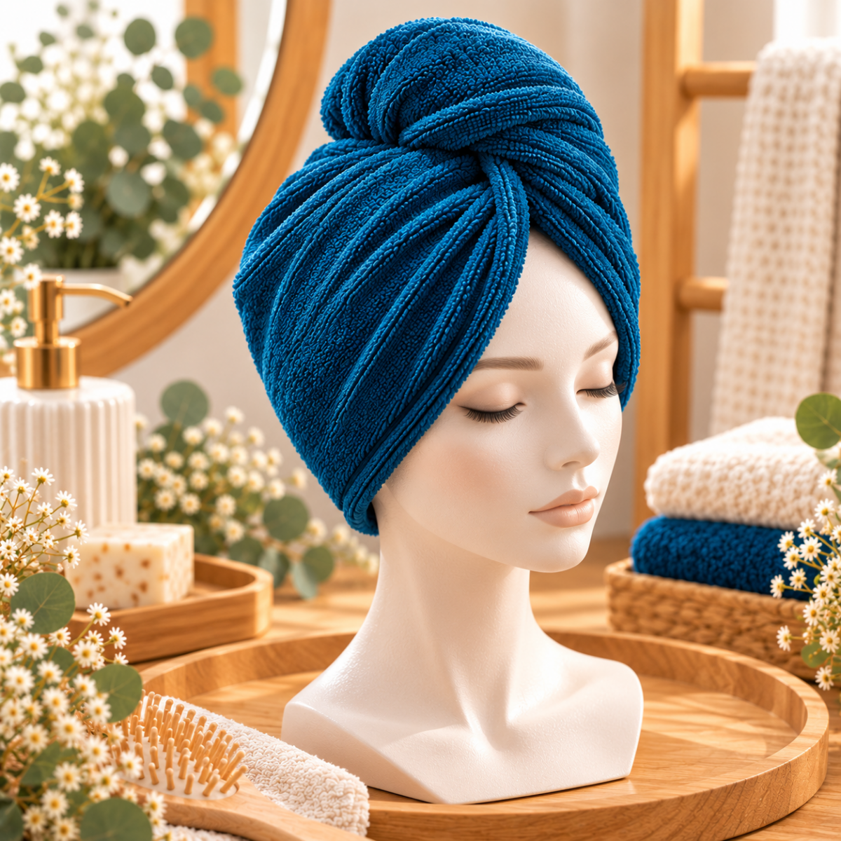 Serviette sèche-cheveux en éponge de bambou – Image 5