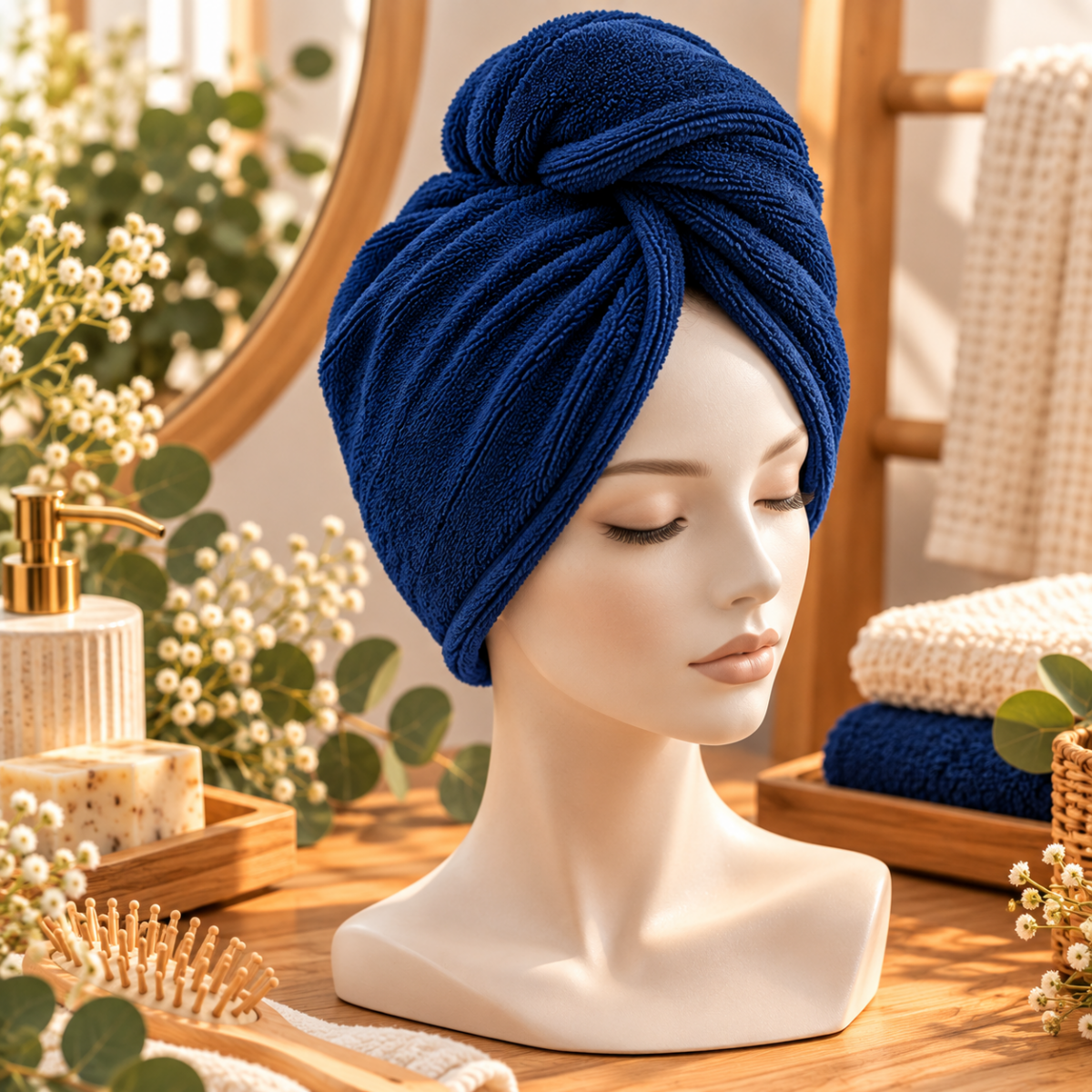 Serviette sèche-cheveux en éponge de bambou – Image 6