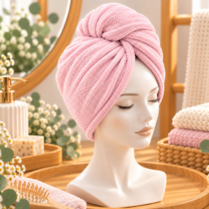 Serviette sèche-cheveux en éponge de bambou