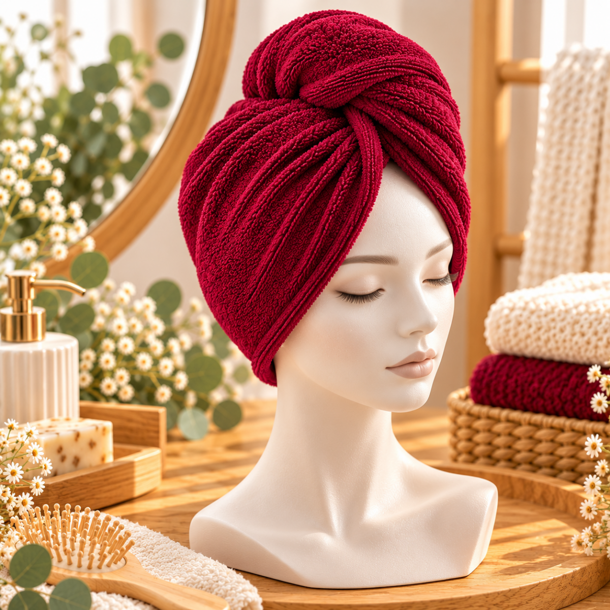 Serviette sèche-cheveux en éponge de bambou – Image 3